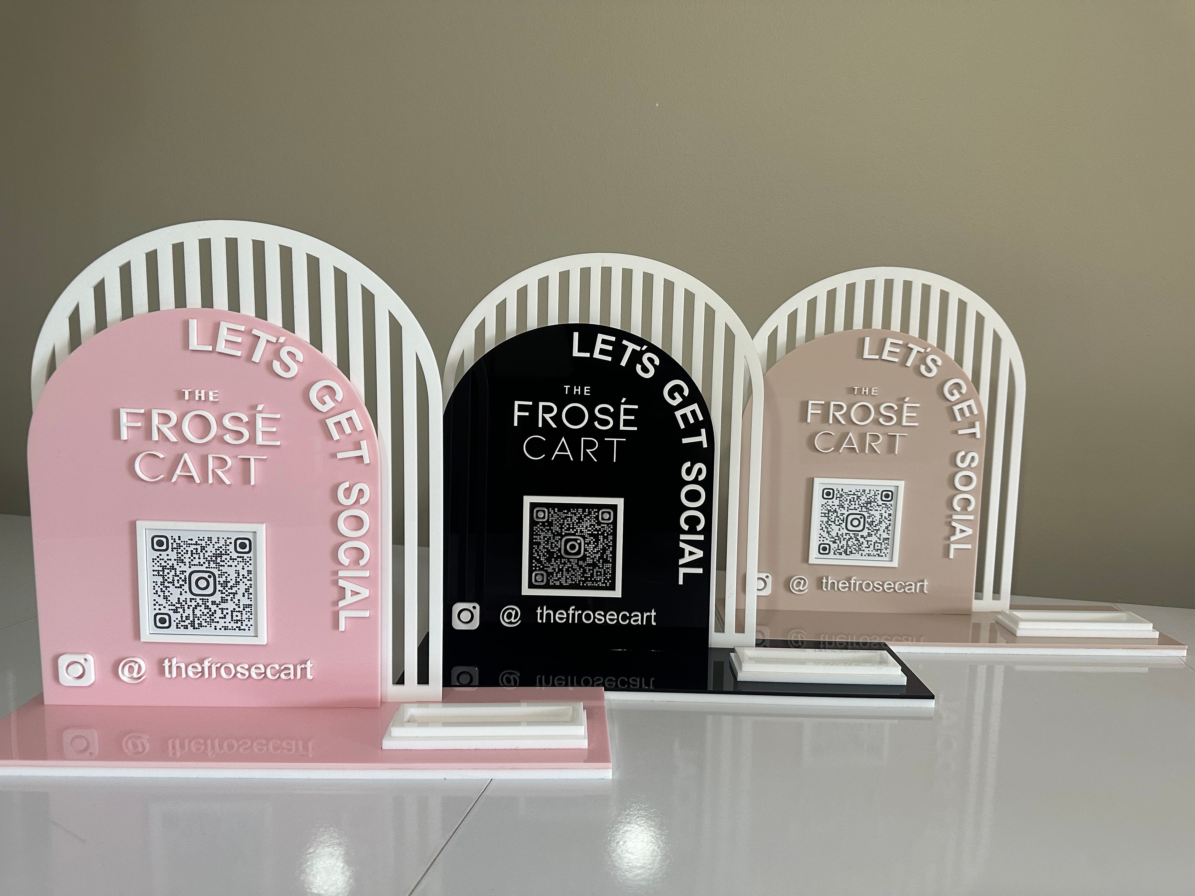 Arched QR Code Sign & Business Card Holder