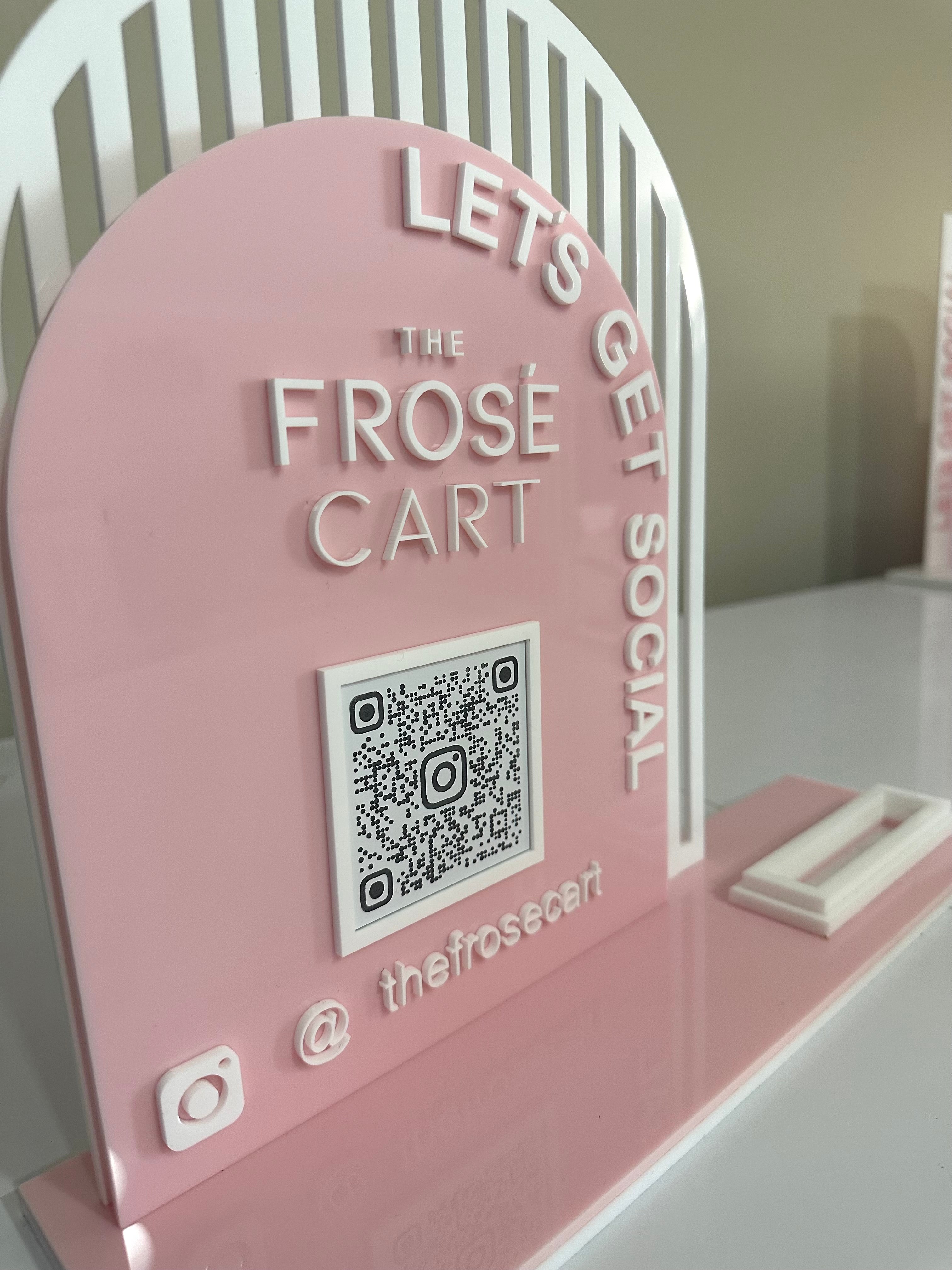 Arched QR Code Sign & Business Card Holder