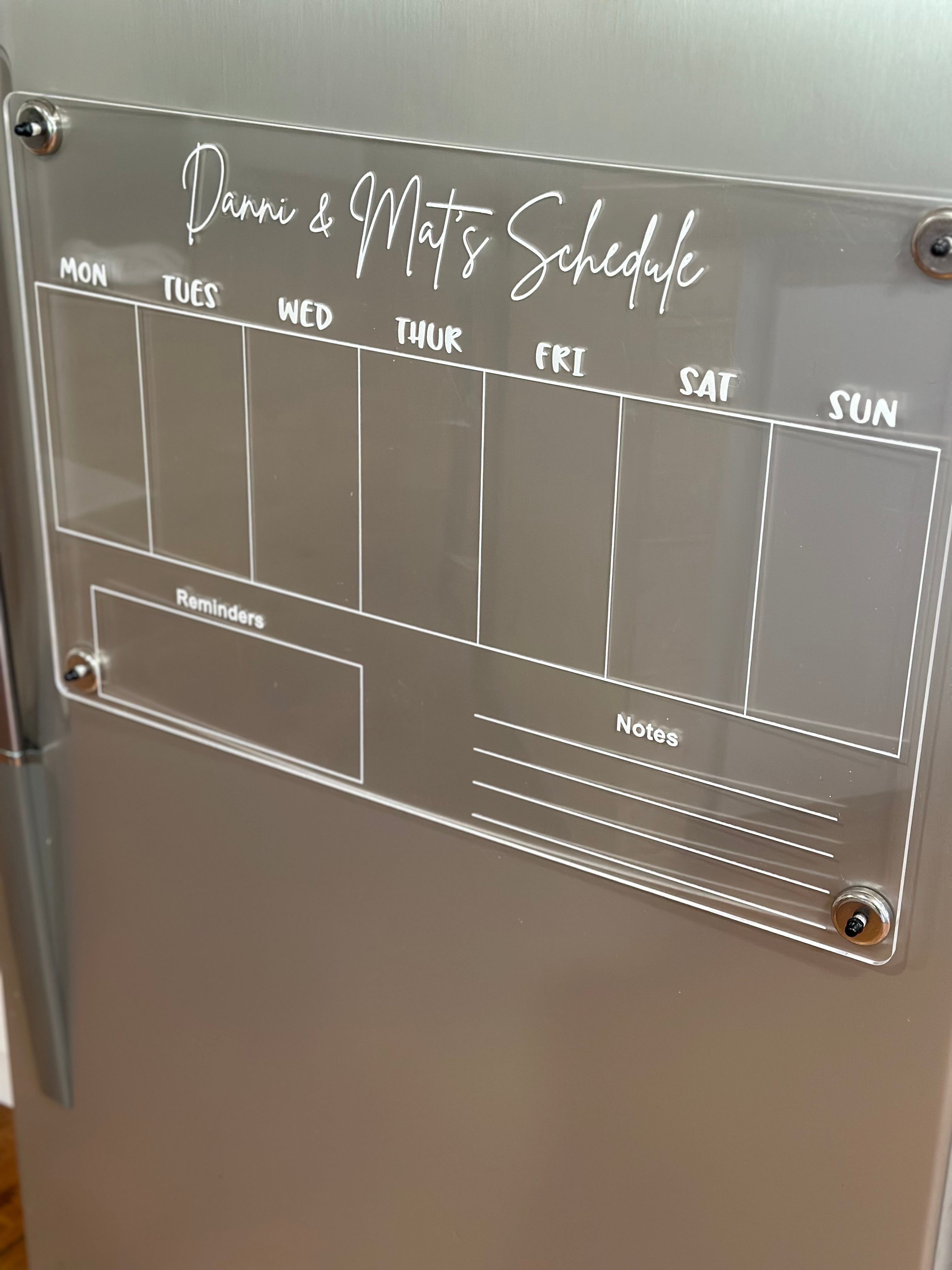 Personalised Acrylic Weekly Planner